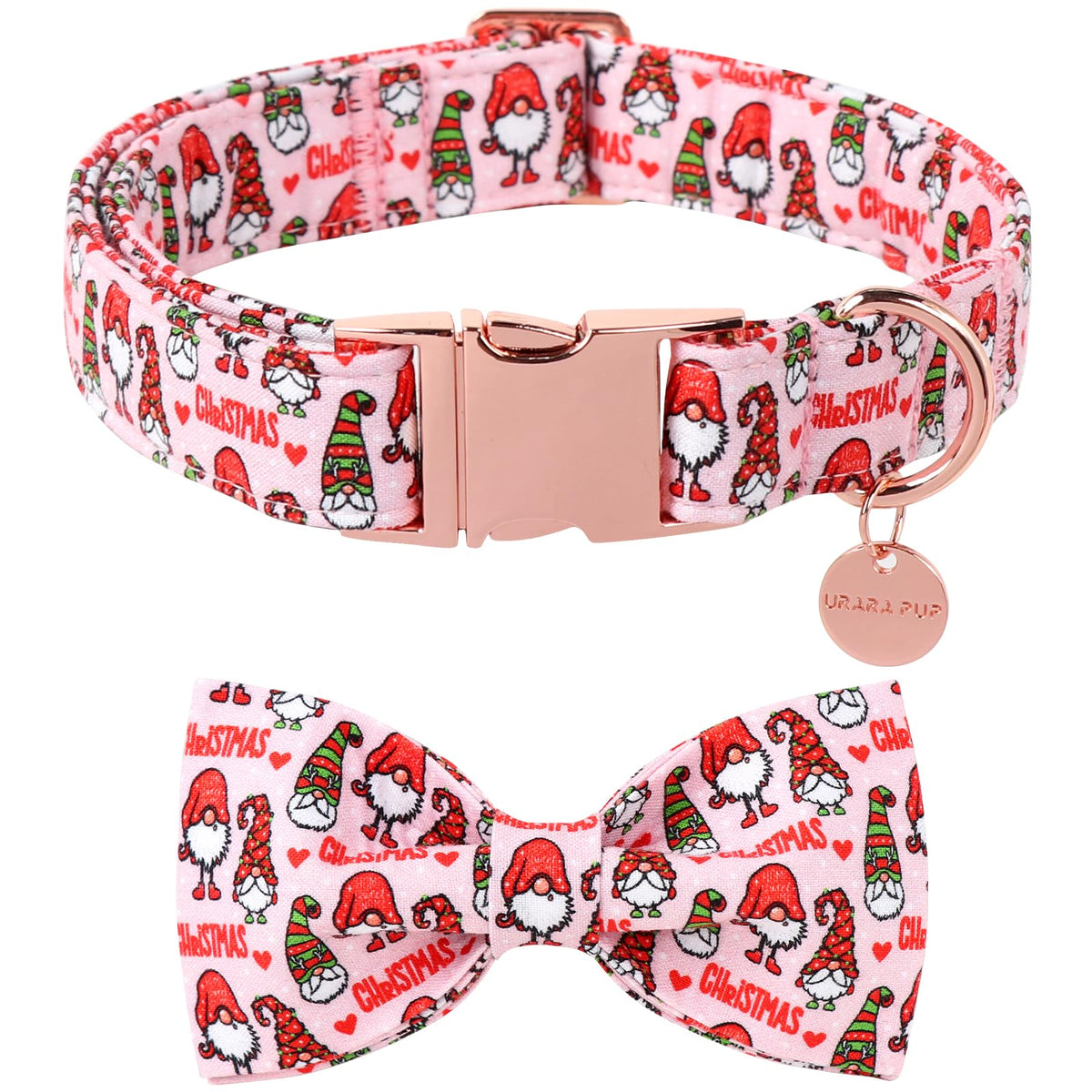 UP URARA PUP collar navideño con lazo detalle, ideal para sesiones festivas