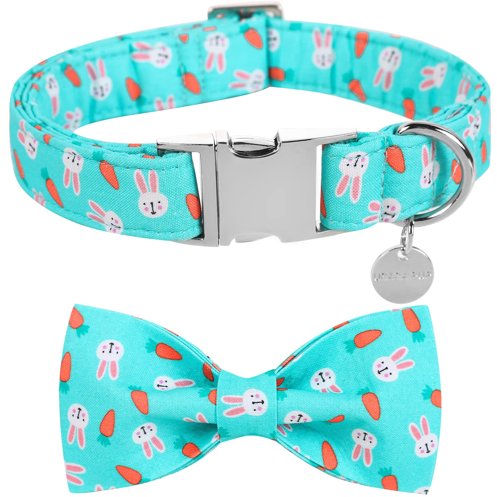 UP URARA PUP collar Pascua con lazo zanahoria, ideal para sesiones de fotos de Pascua.
