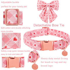 Collar de algodón con cuadros rosas de UP URARA PUP, cómodo