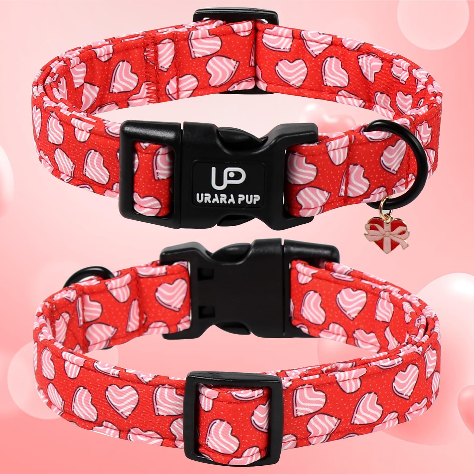 UP URARA PUP collar perrito diseño cuadros rosa blanco para look adorable.