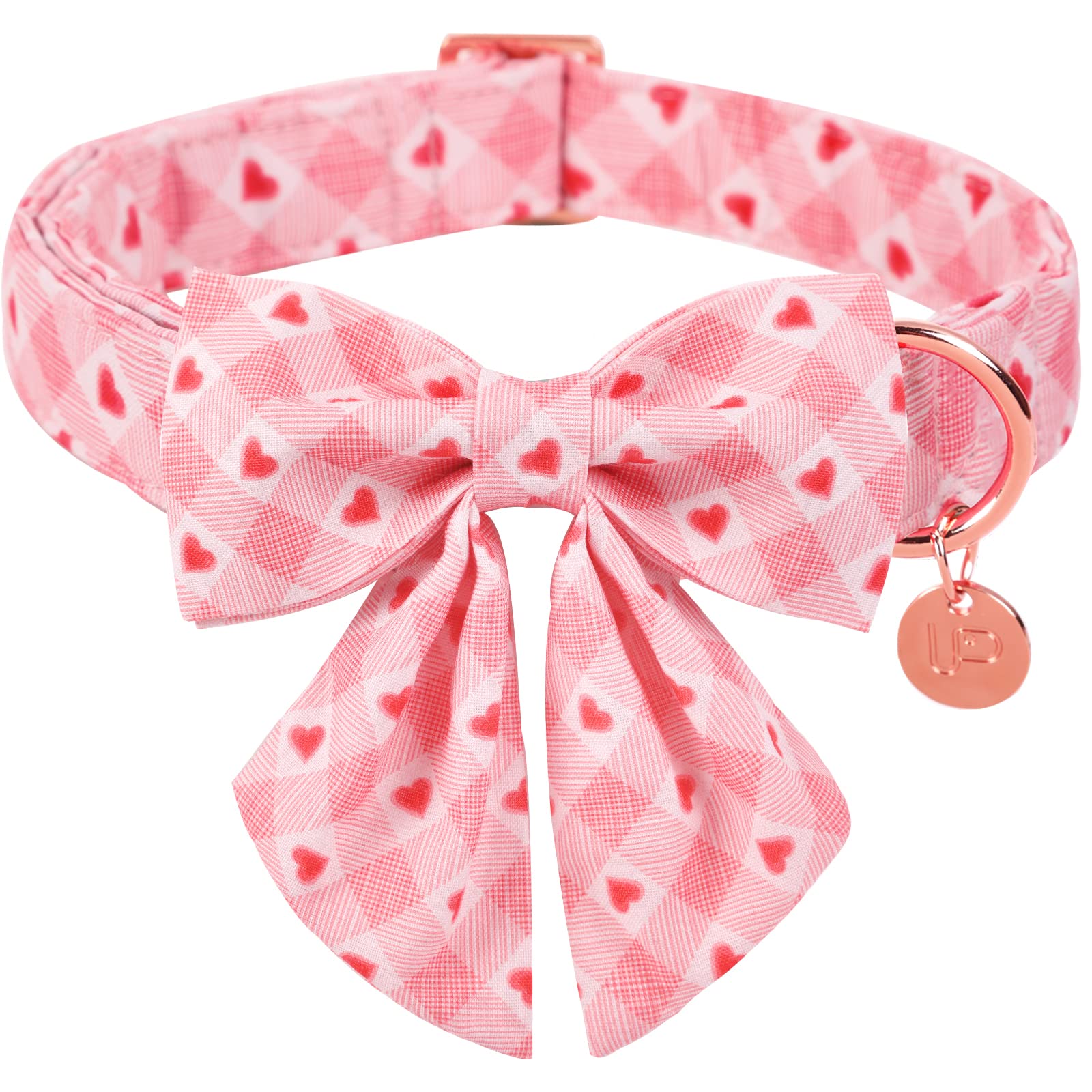 Collar UP URARA PUP con lazo de corazones rosados para San Valentín
