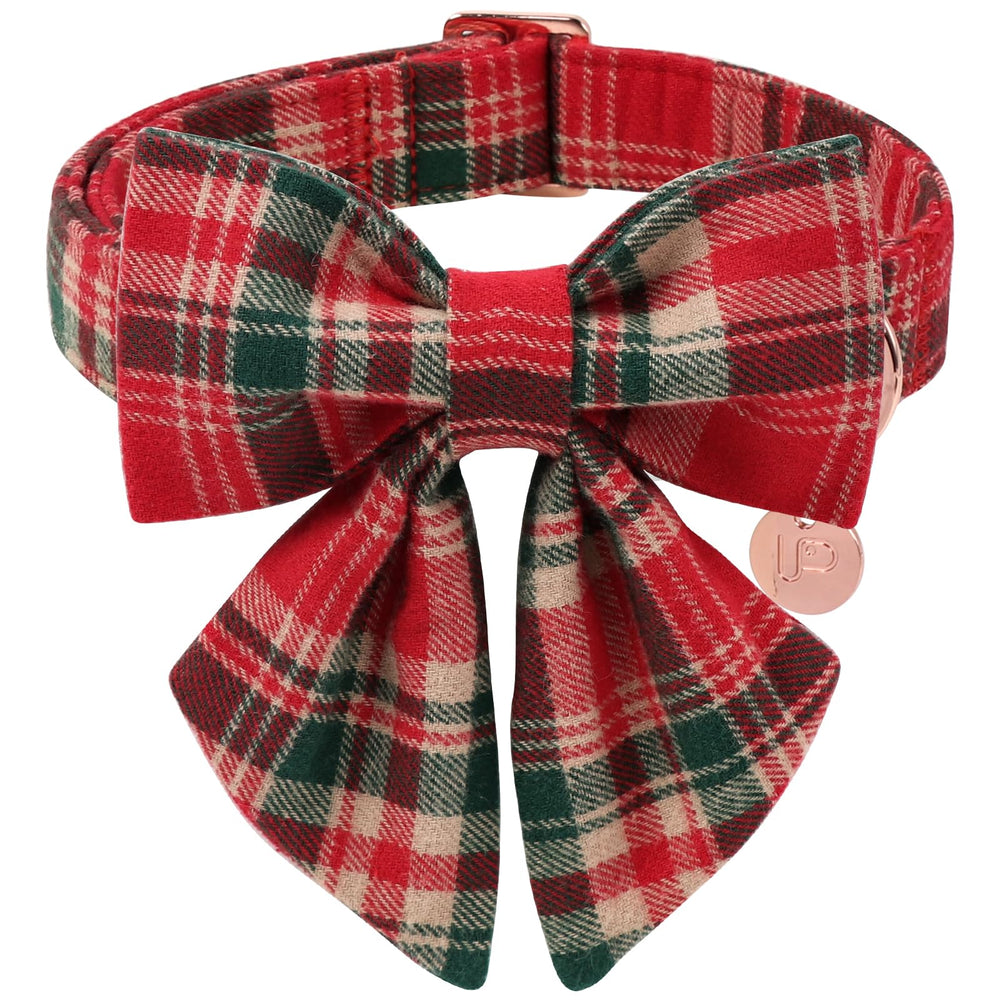 UP URARA PUP collar navideño con cuadros rojo-verde para paseos festivos