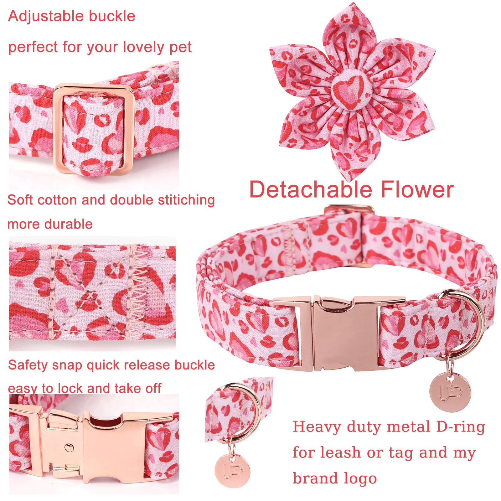 UP URARA PUP collar rosa suave, cómodo para piel sensible y uso diario.