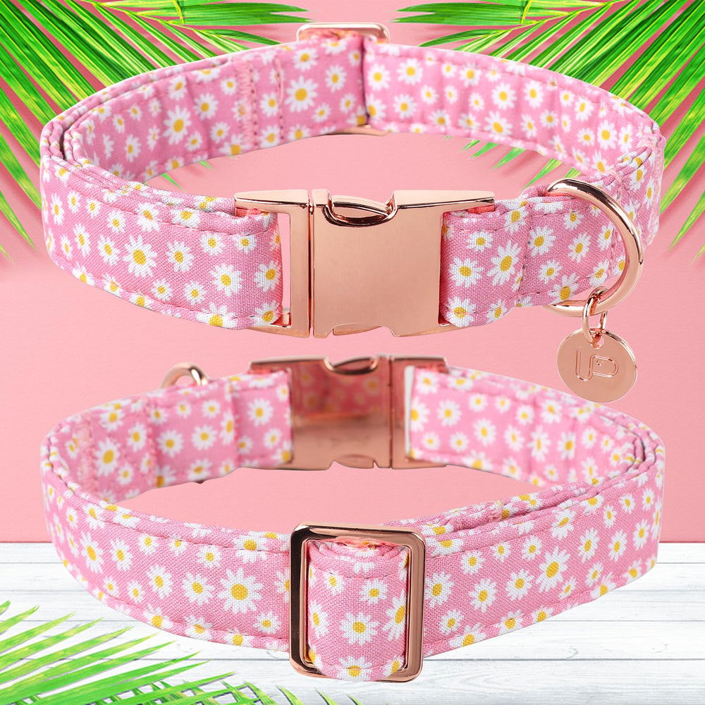 UP URARA PUP collar rosado margarita con cierre de metal