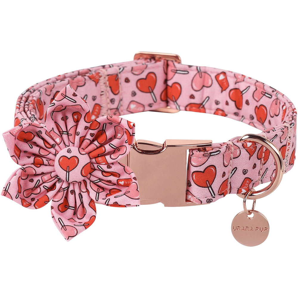 UP URARA PUP collar valentín flor, cómodo para paseos diarios.