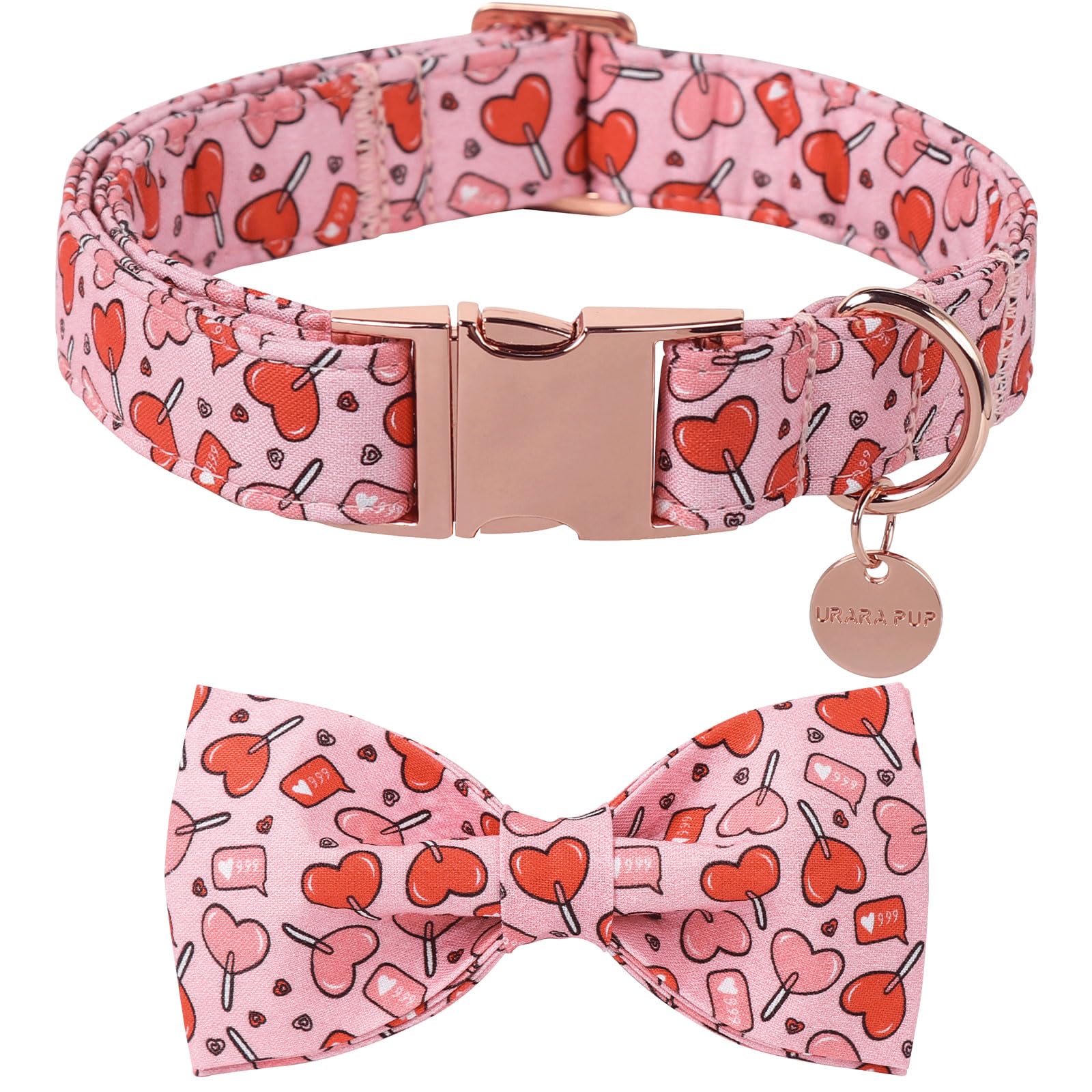 UP URARA PUP collar con lazo corazón rosado para uso diario y estilo