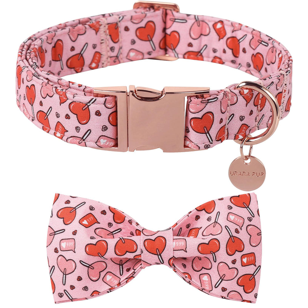 UP URARA PUP collar con lazo corazón rosado para uso diario y estilo