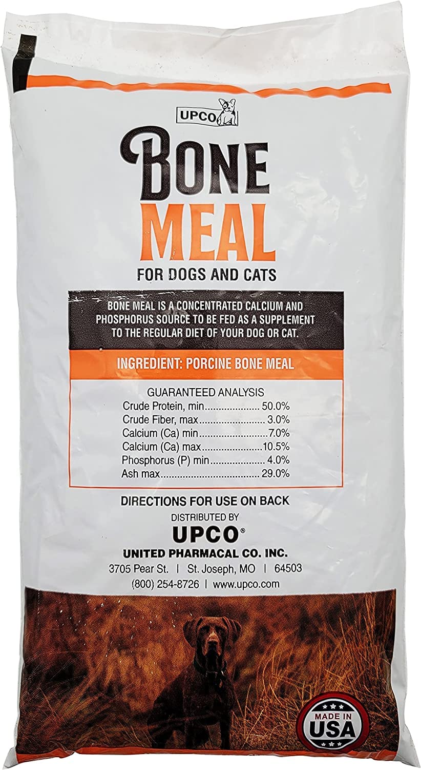 UPCO harina de hueso para perros y gatos, bolsa de una libra, apoyo nutricional.
