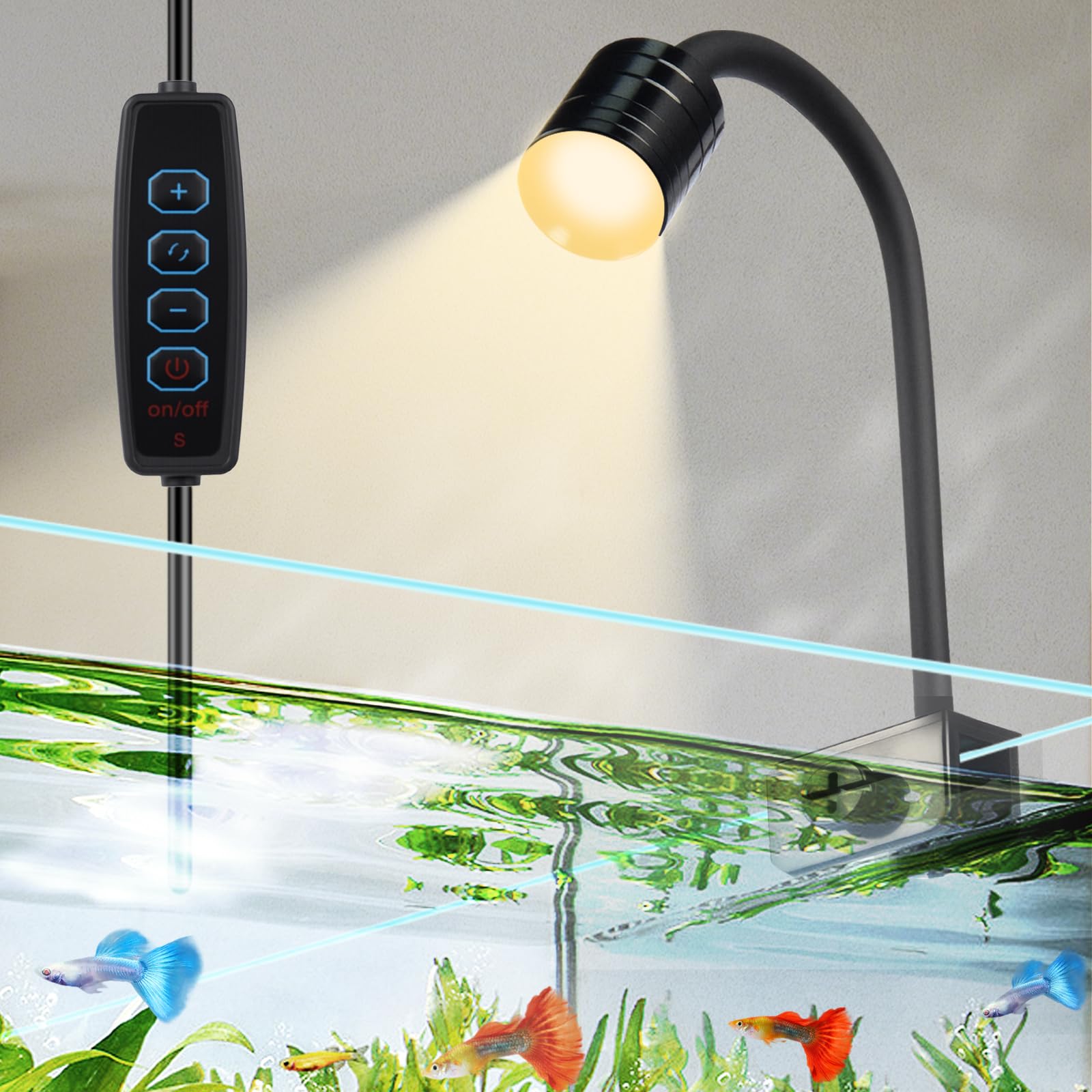 Luz UPETTOOLS para acuario con clip, iluminación ajustable.