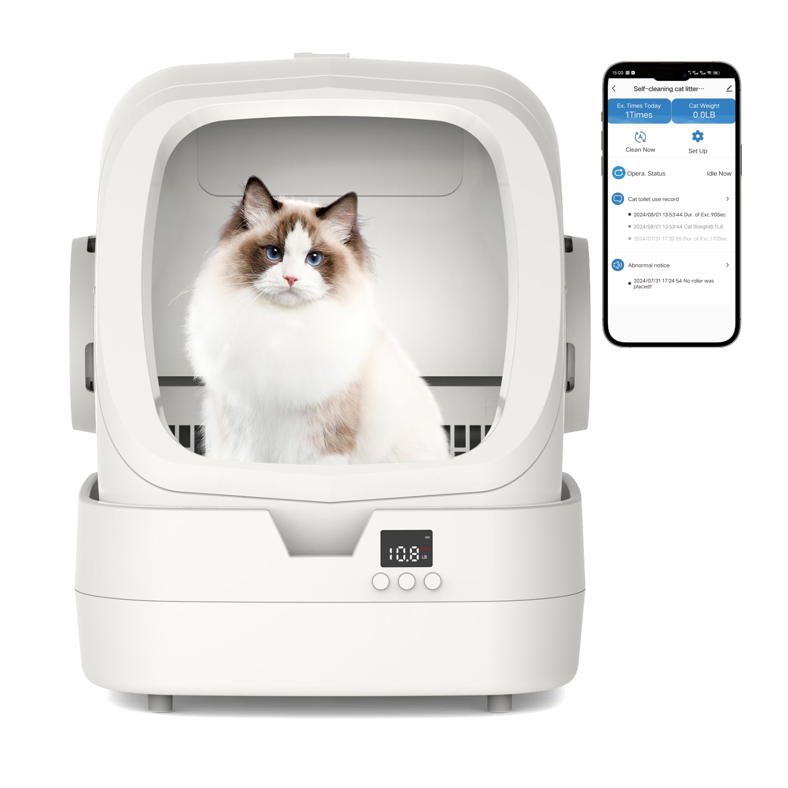 UPFAS bandeja autolimpiante para gatos medianos, limpieza automática y conveniente.