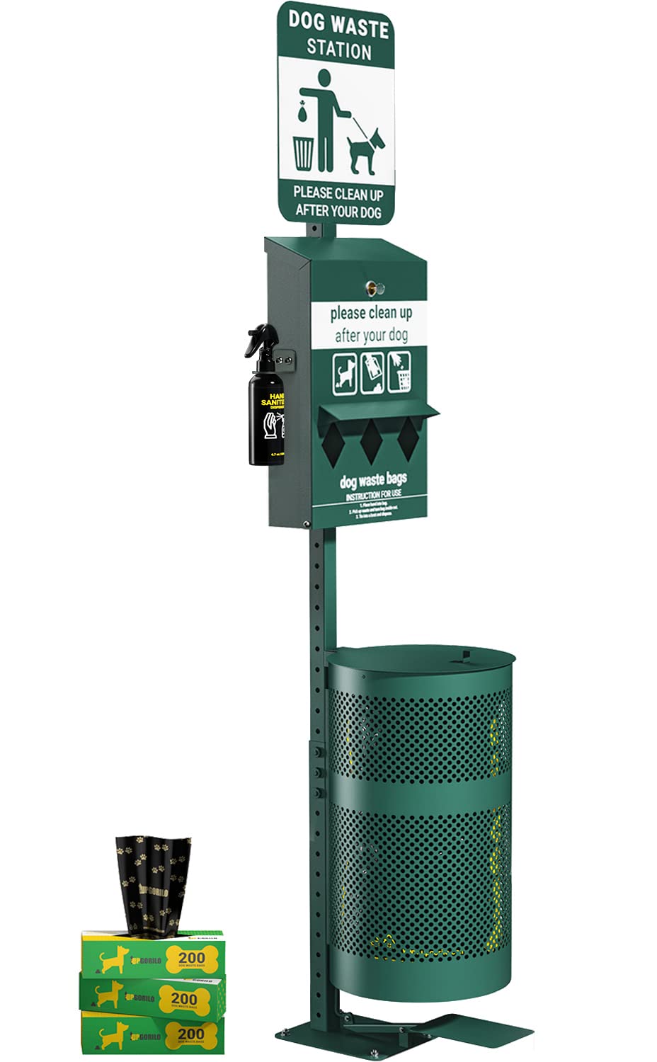 UPGORILO estación de desechos para mascotas con pedal, ideal para parques.