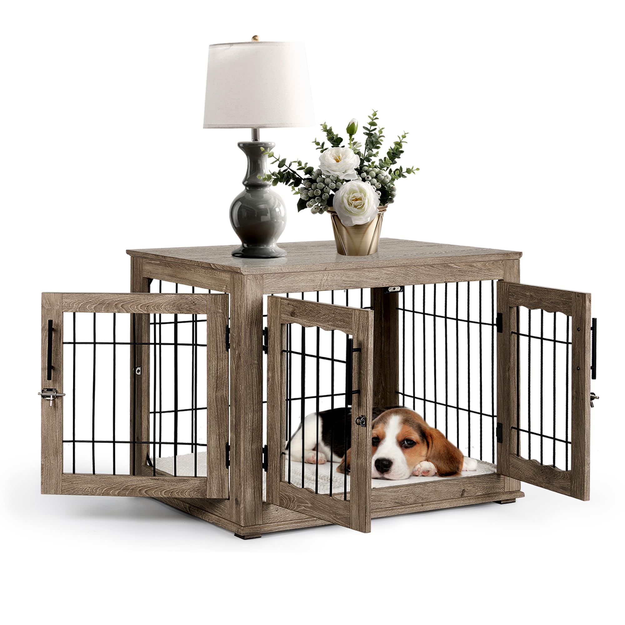 Upolana jaula perro madera 32 pulgadas: refugio seguro y espacioso para tu mascota.