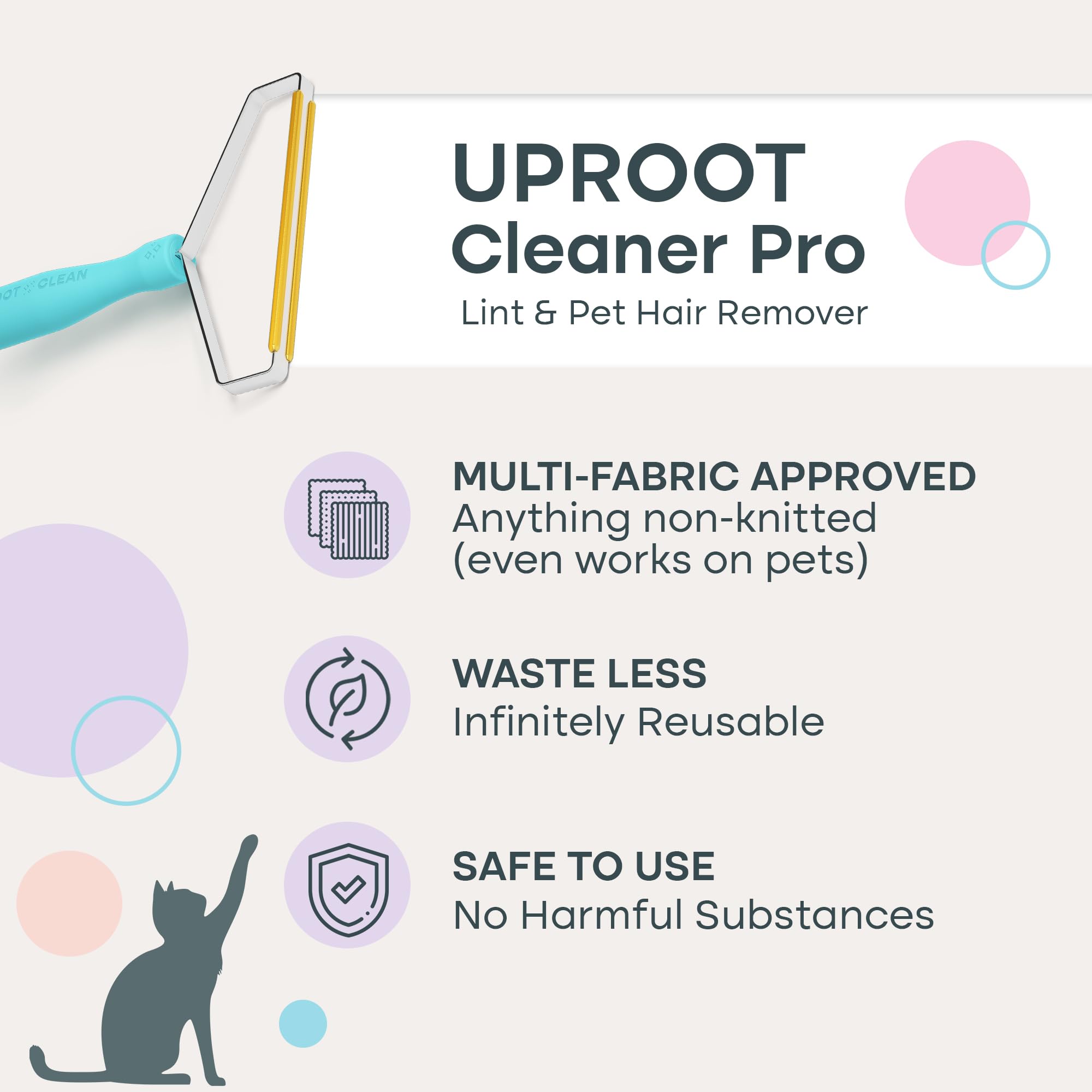 Uproot Clean Pro borde multi-tejidos cuida telas delicadas y funciona en textiles no tejidas.