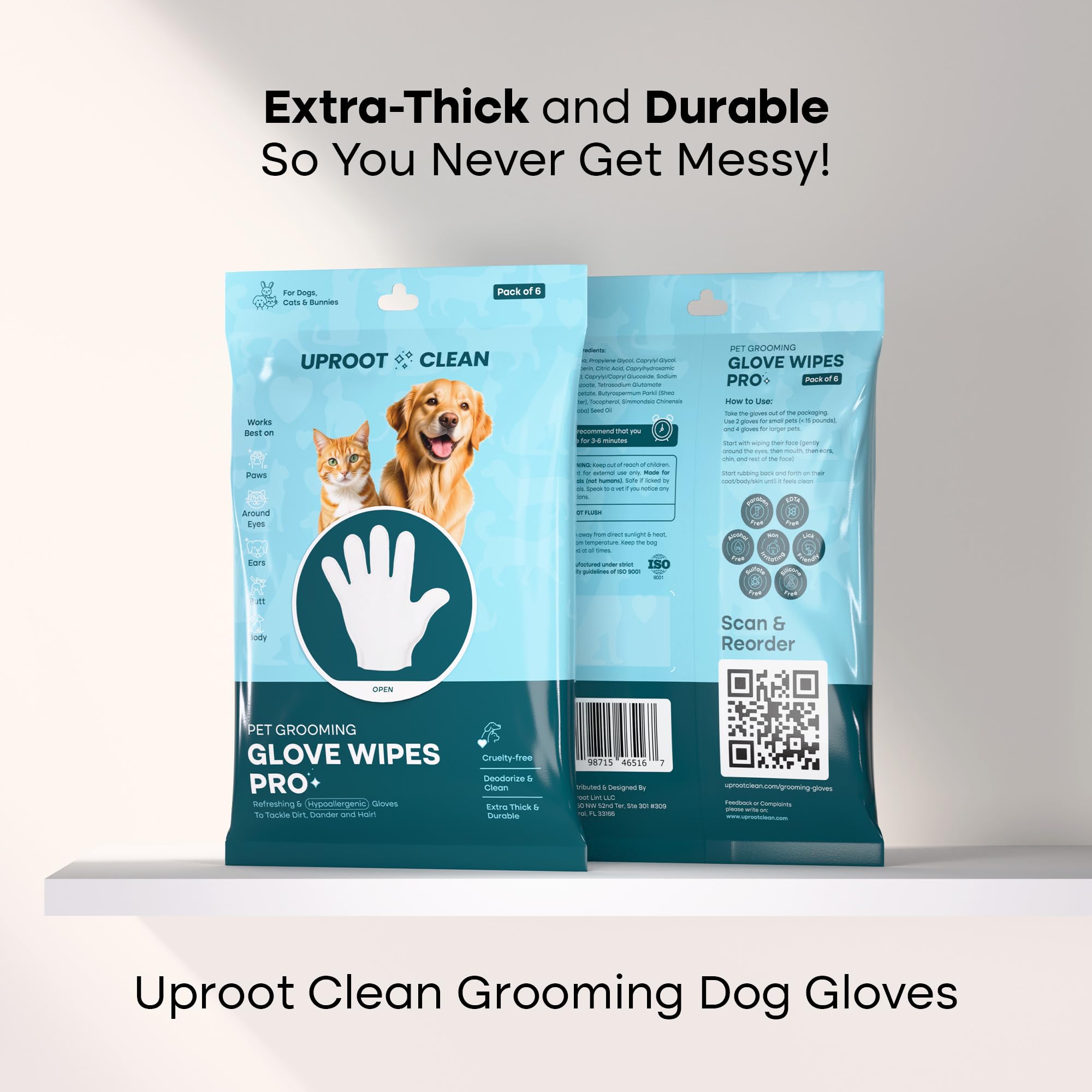 Guantes para ojos de Uproot QuickClean Pro, limpieza segura y suave