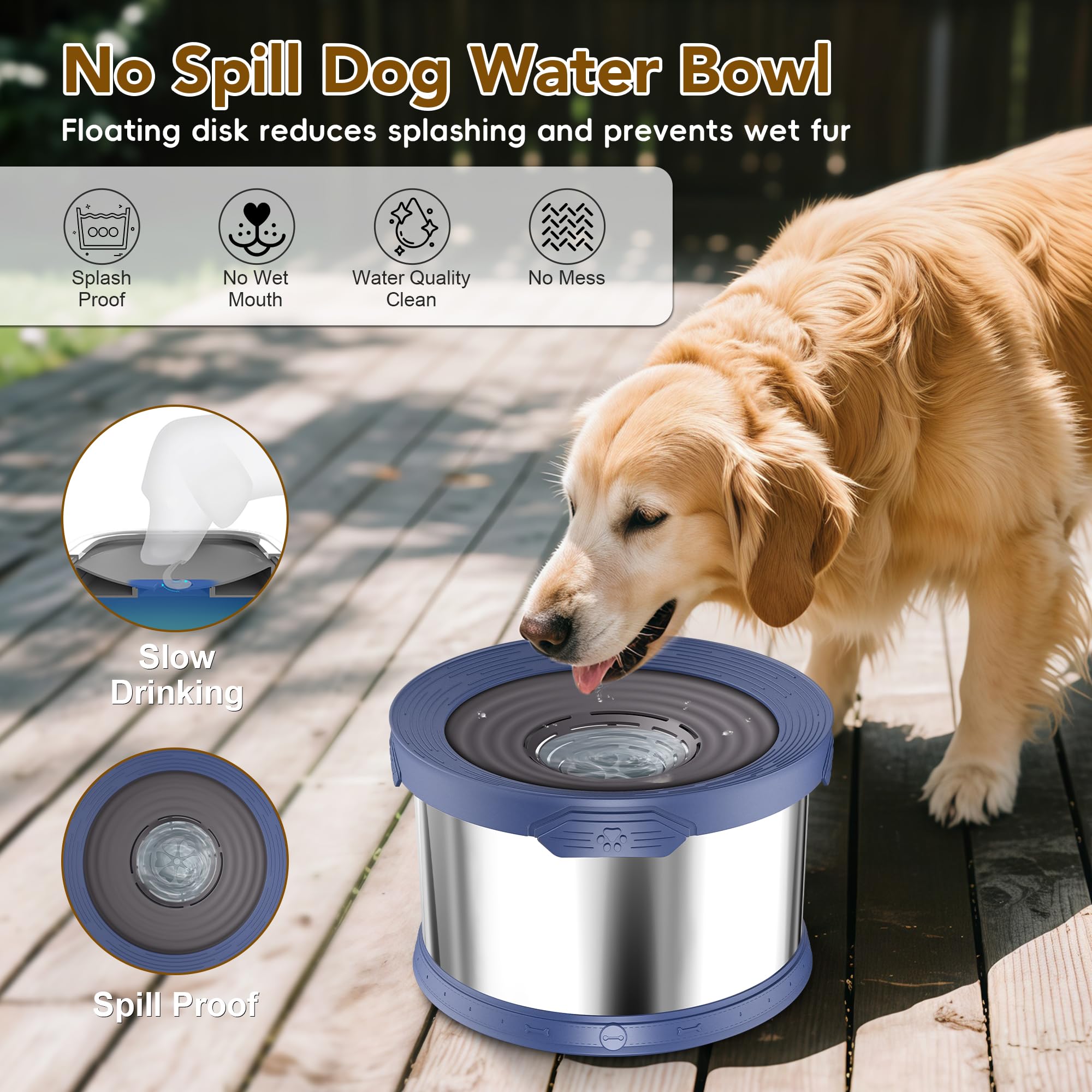 UpSky base antideslizante del bol de agua para perros, estable