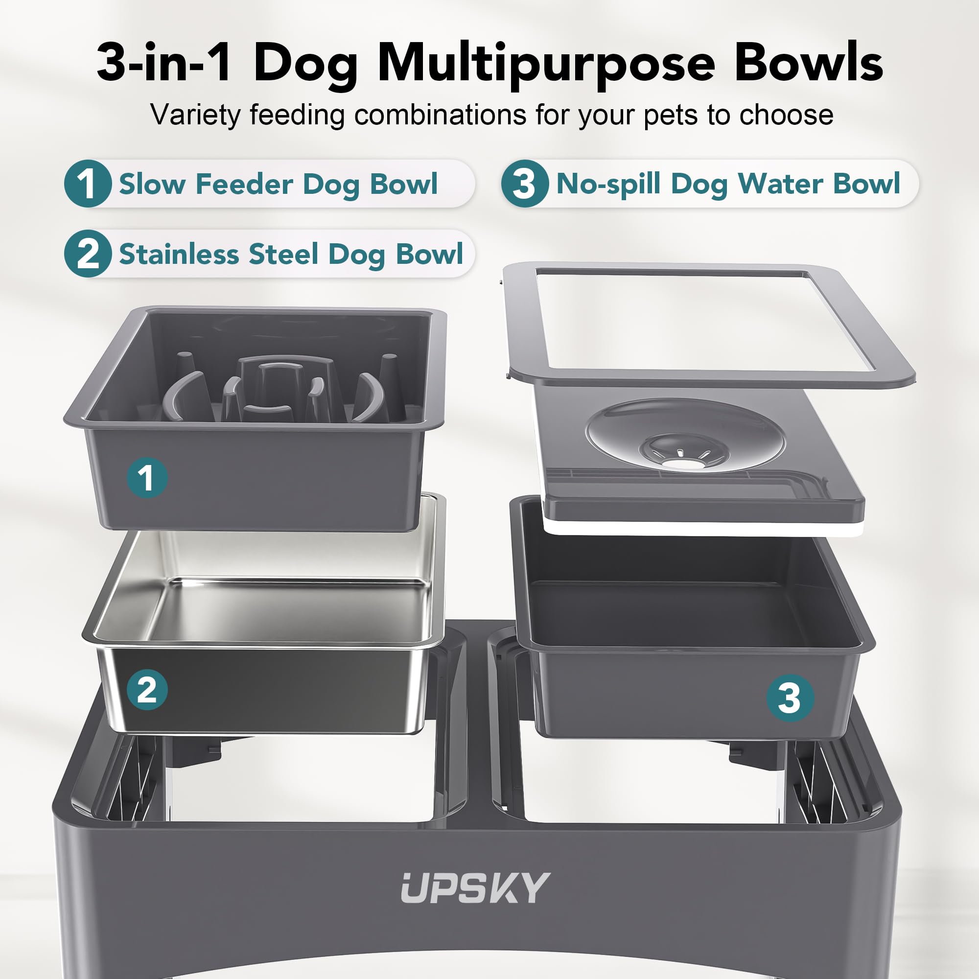 Upsky bebederos elevados de 10-6 pulgadas, ajuste suave para diferentes etapas