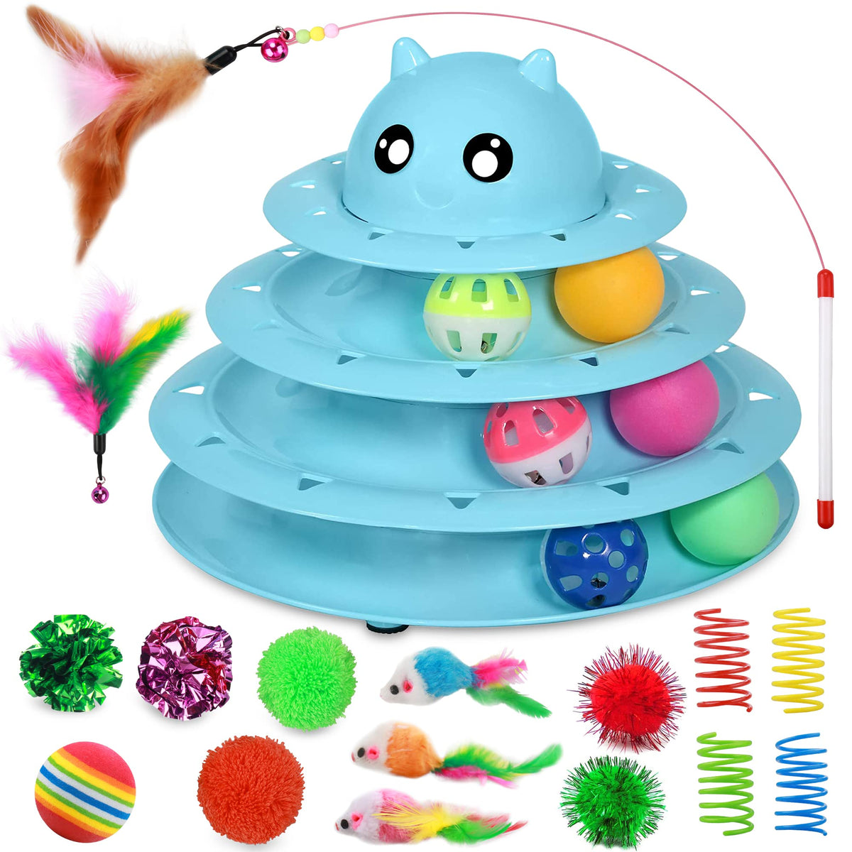 UPSKY rueda giratoria de 3 niveles para gatos, ejercicio diario