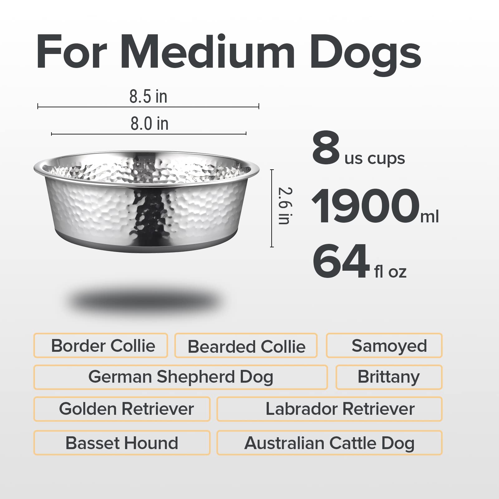URBUDDIES acero inoxidable 24 gauge, diseño duradero para perros.