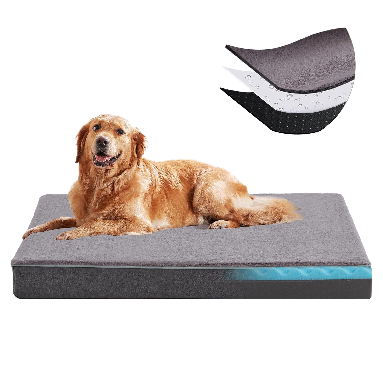 URGVANZ PET cama ortopédica con espuma viscoelástica para perros grandes y confort sostenido.
