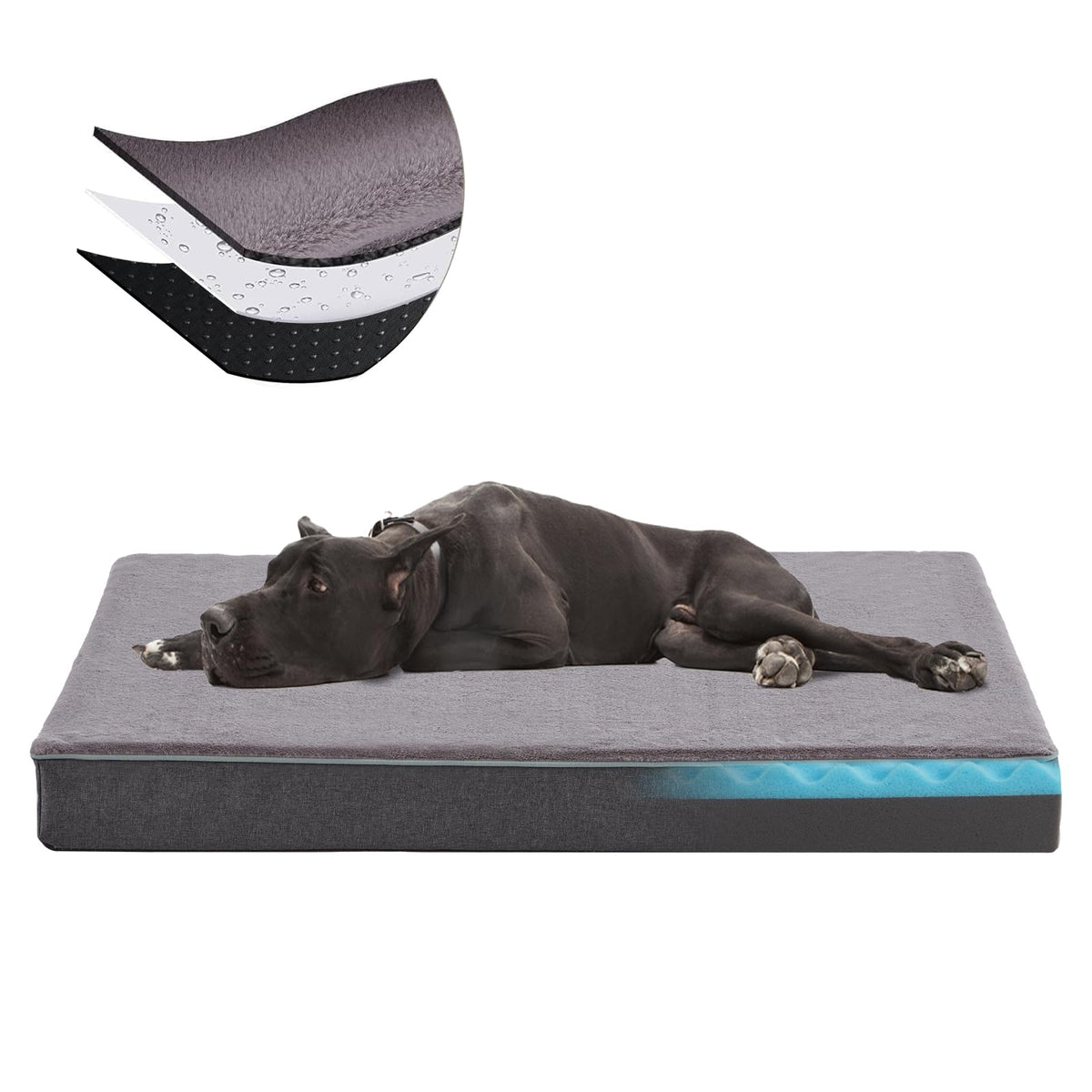 URGVANZ PET cama para perro con espuma de memoria para soporte ortopédico.