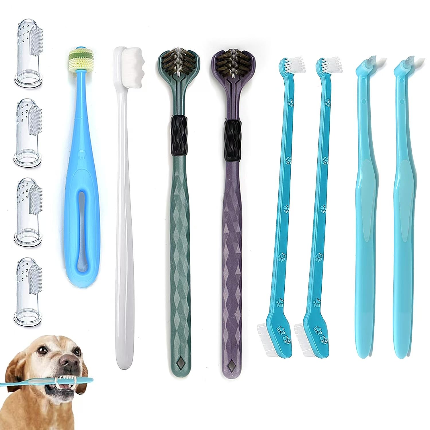 URMYONLY cepillo para perros con triple cabezal 360, limpieza dental avanzada