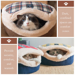 Urnat Cama Gato Cueva almohadilla interior de corderoy retiene calor.