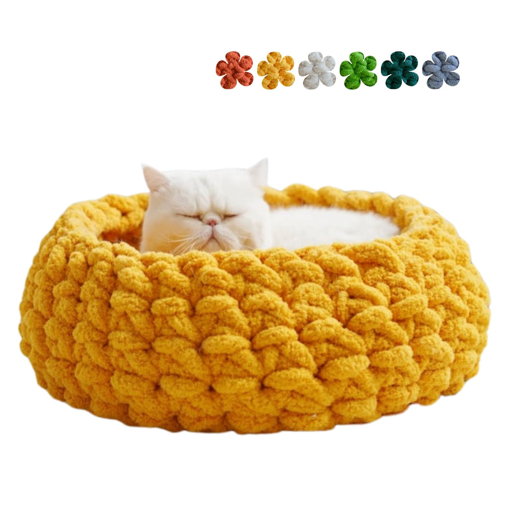 Urnat nido-gato tejido-manual refugio suave para siestas tranquilas.