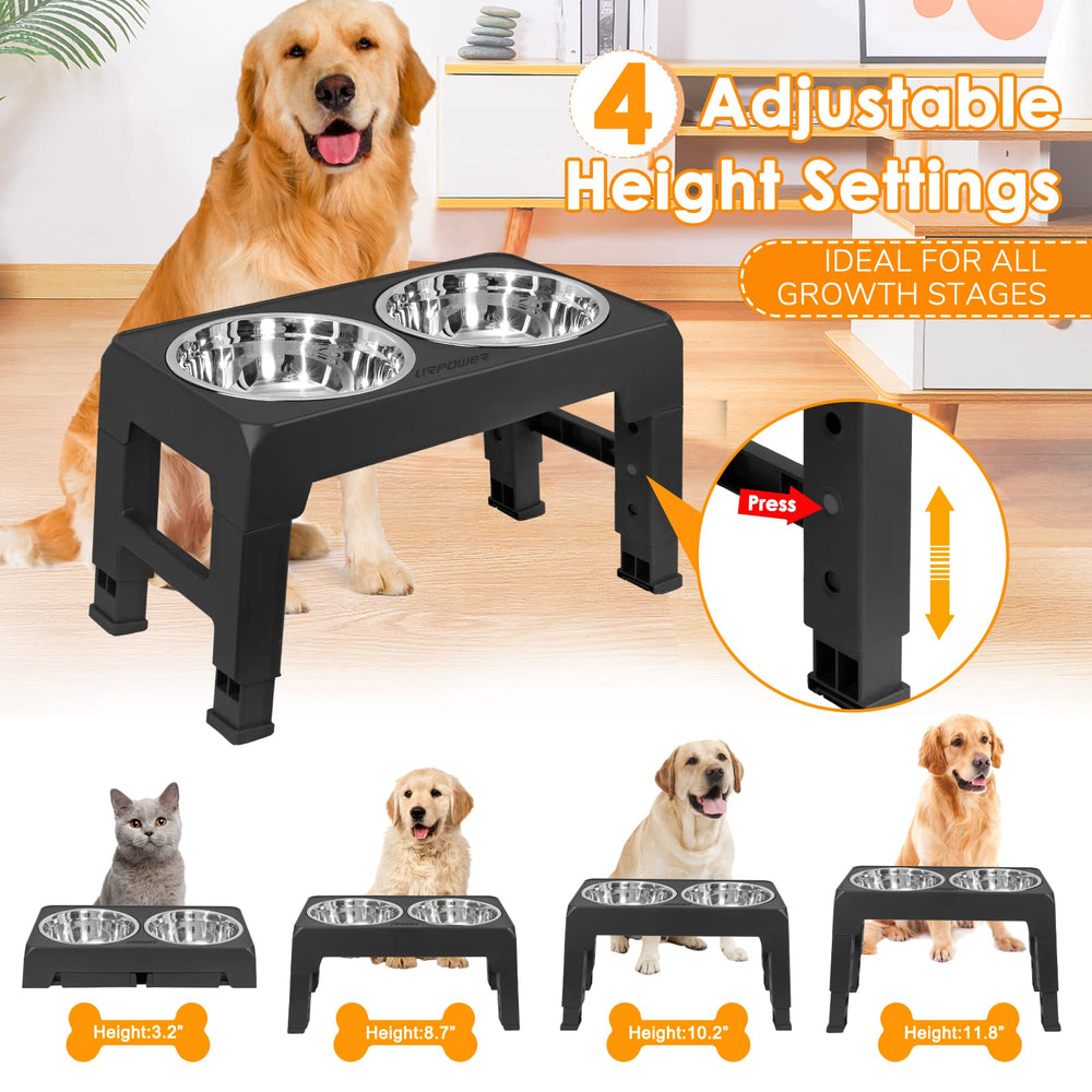 URPOWER ajustes-altura-boton ofrecen ergonomía al comer para perros.