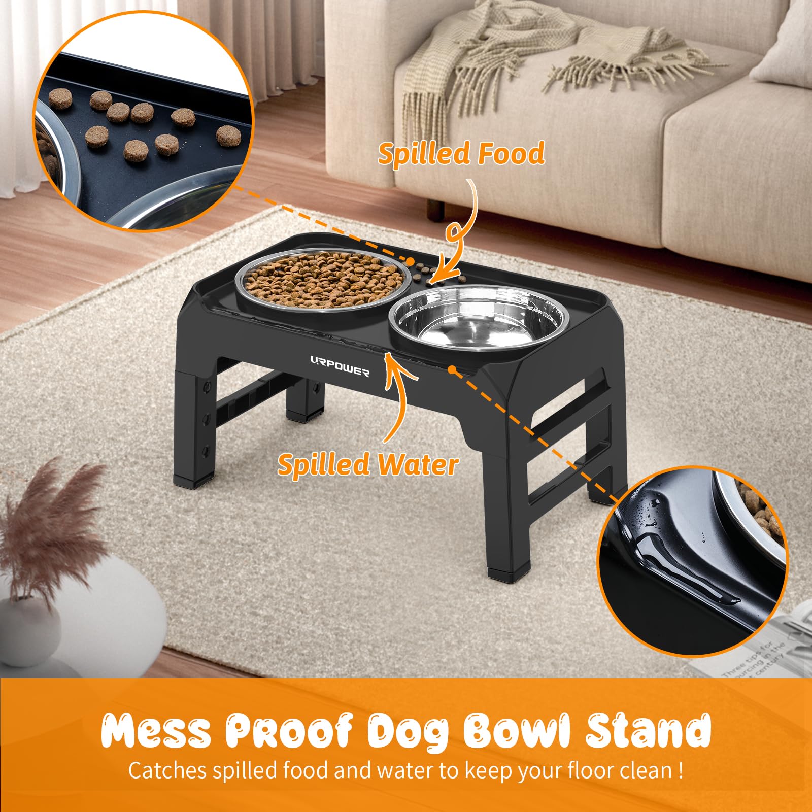 URPOWER base antideslizante garantiza estabilidad durante las comidas de tu perro.