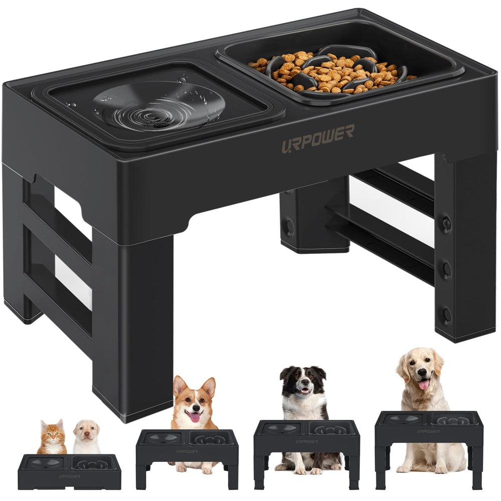 URPOWER comedero alto 2 en 1 para perros y gatos, mejora la postura al comer.