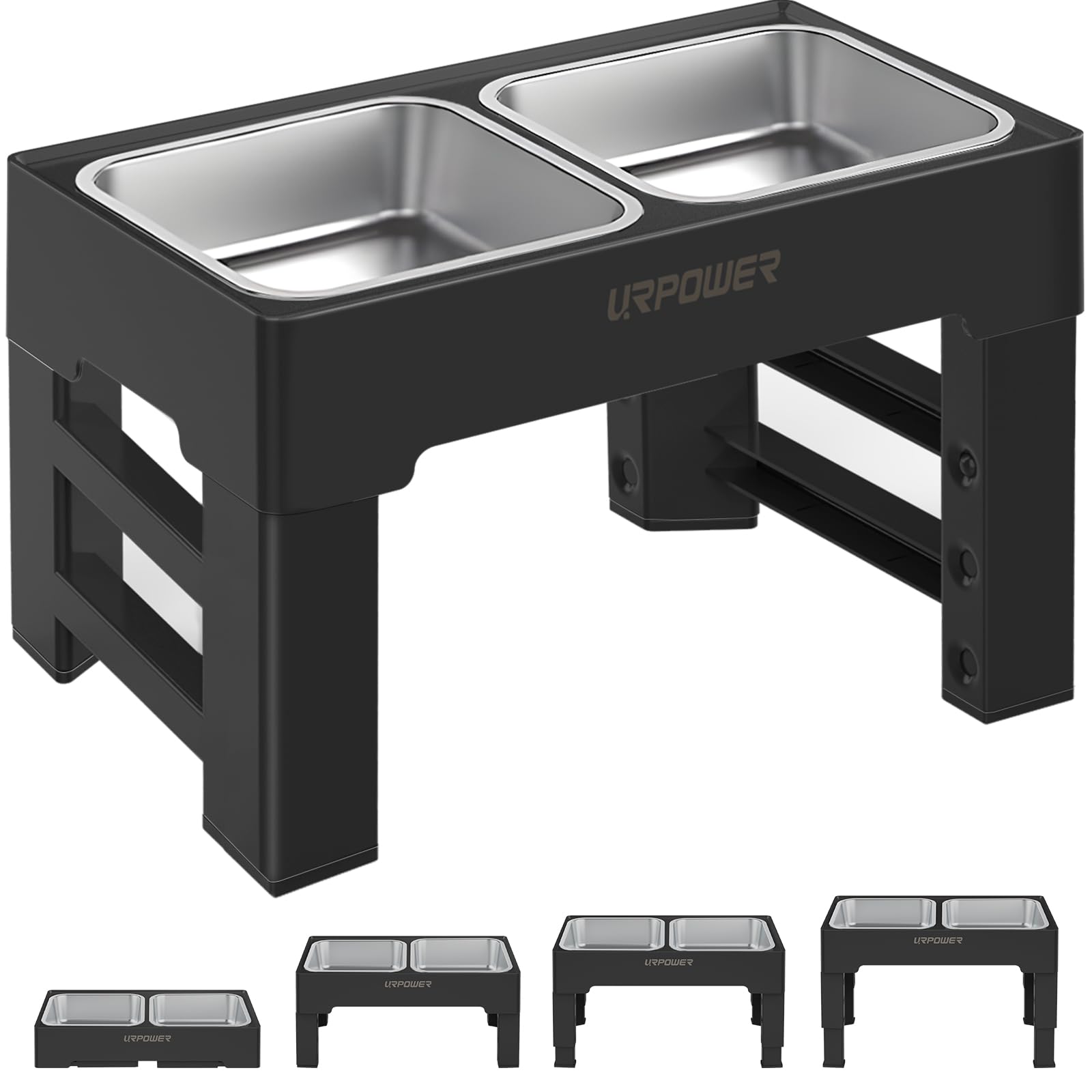 URPOWER comedero elevado para perros con cuatro alturas, cómodo para comer