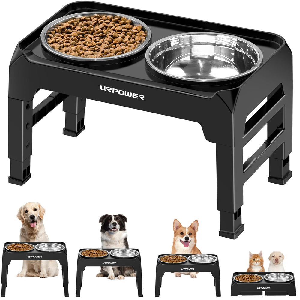 URPOWER comedero para perros con 4 alturas ajustables mejora la ergonomía al comer.