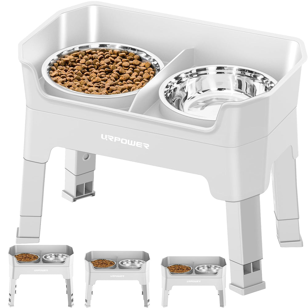 URPOWER comedero elevado con doble tazón de acero inoxidable para comidas ordenadas.