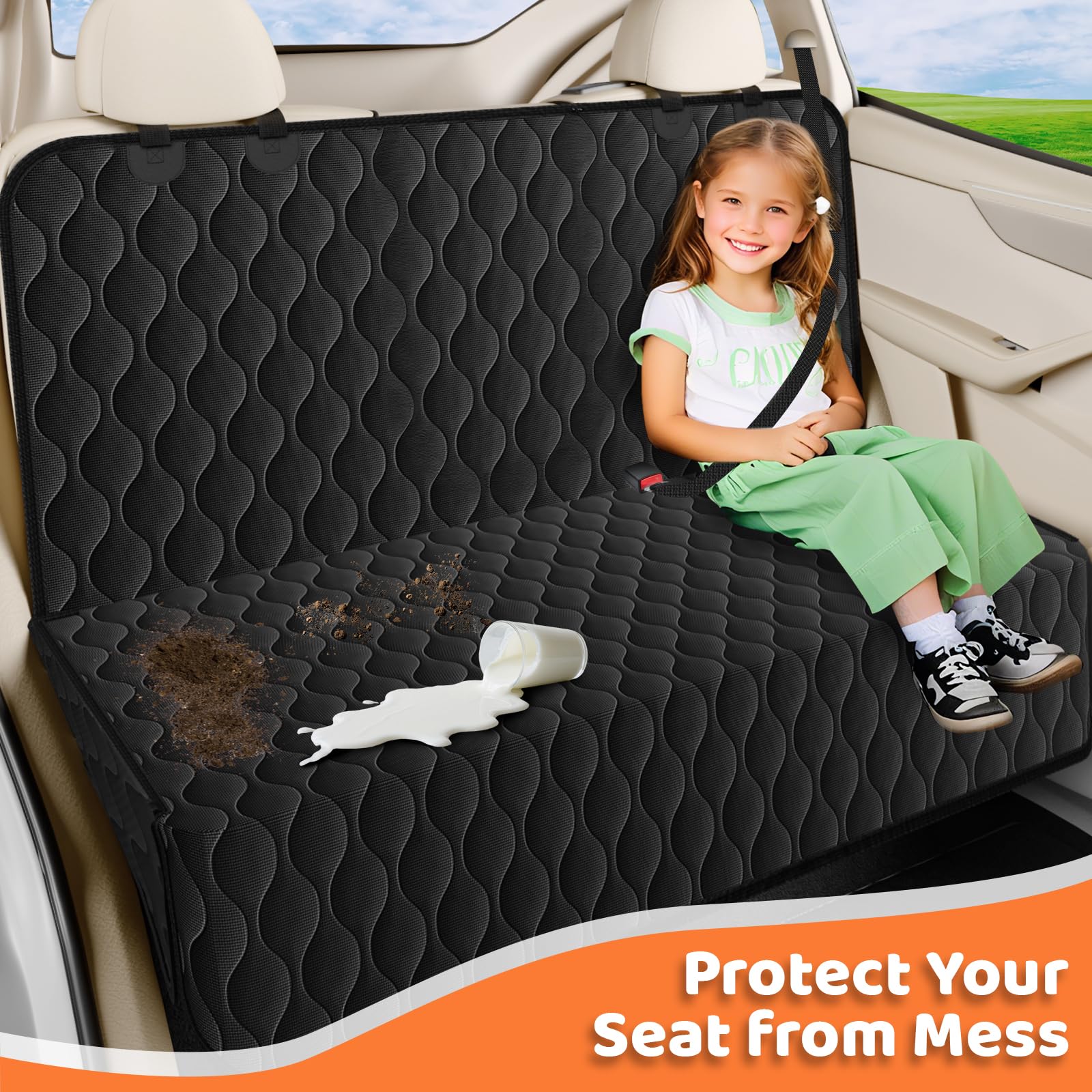 URPOWER funda para asiento trasero acolchada ofrece comodidad en viajes largos.