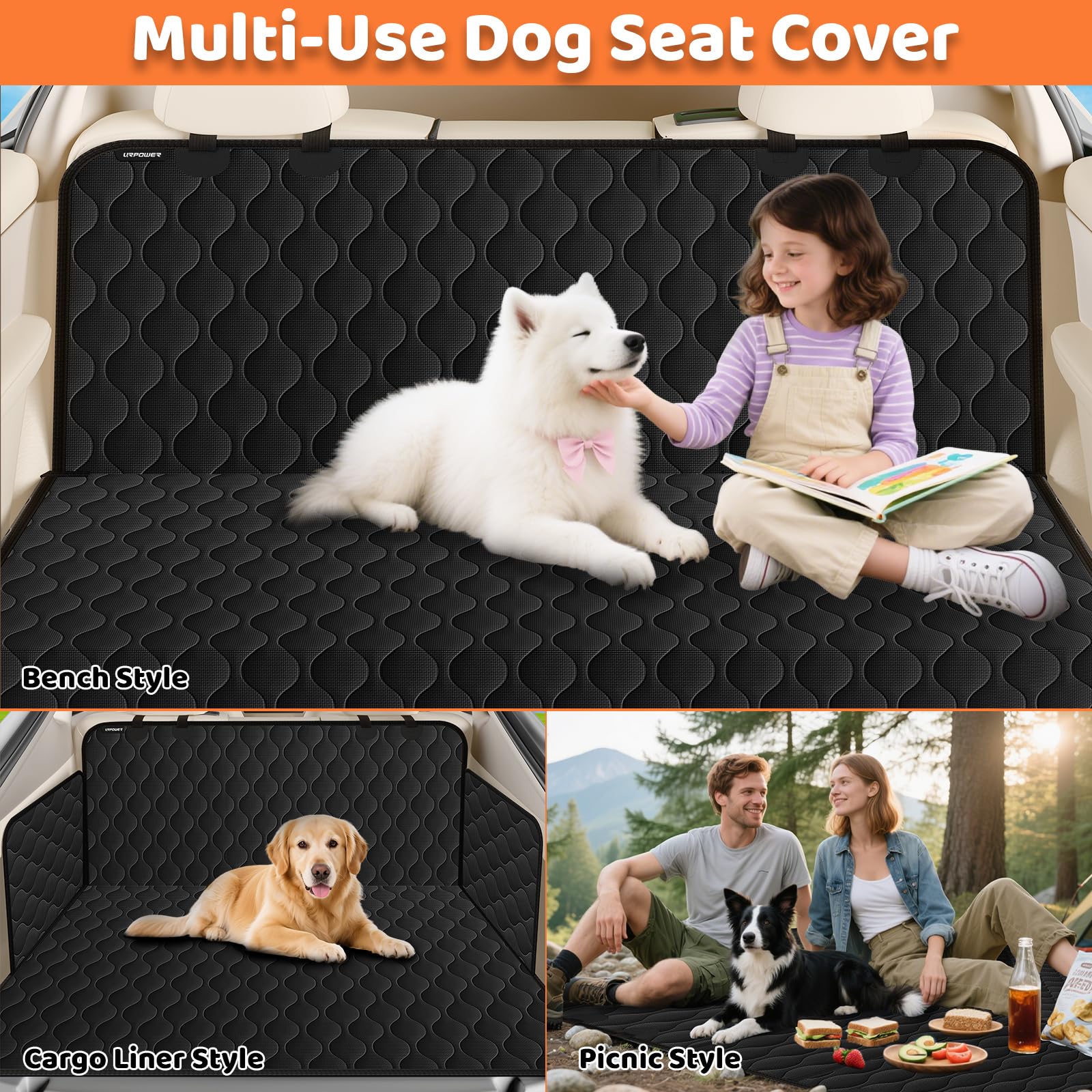 URPOWER funda para asiento trasero ajuste universal para la mayoría de vehículos.