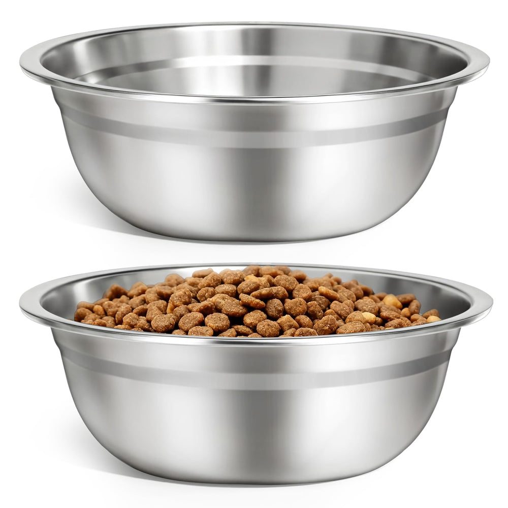 URPOWER dos tazones de acero inoxidable de 8 pulgadas para comida y agua.