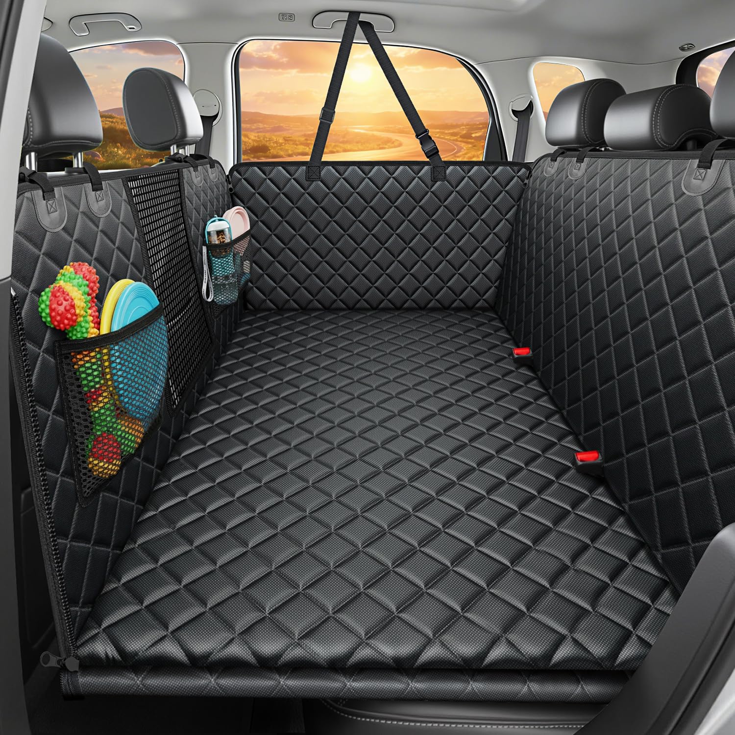 URPOWER extensor de asiento trasero con base dura, ideal para dos perros durante viajes largos.