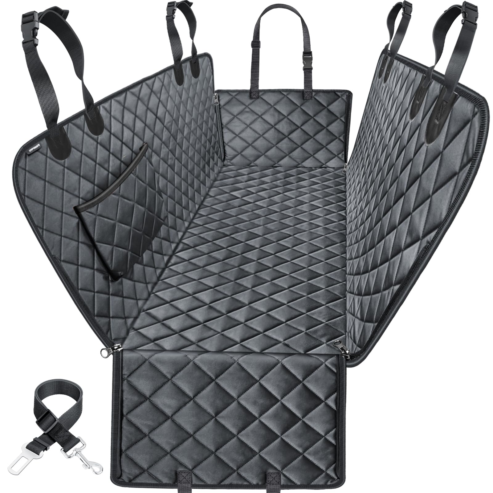 URPOWER funda asiento perro con flancos laterales protege coche y facilita entrada.