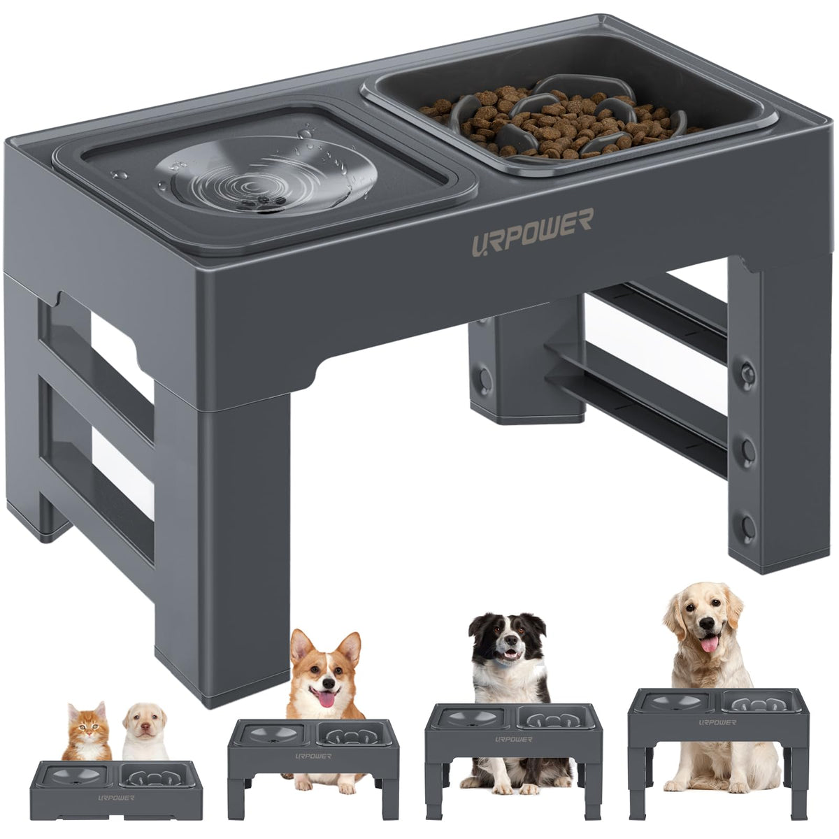 URPOWER plato elevado para perros, comodidad al comer.