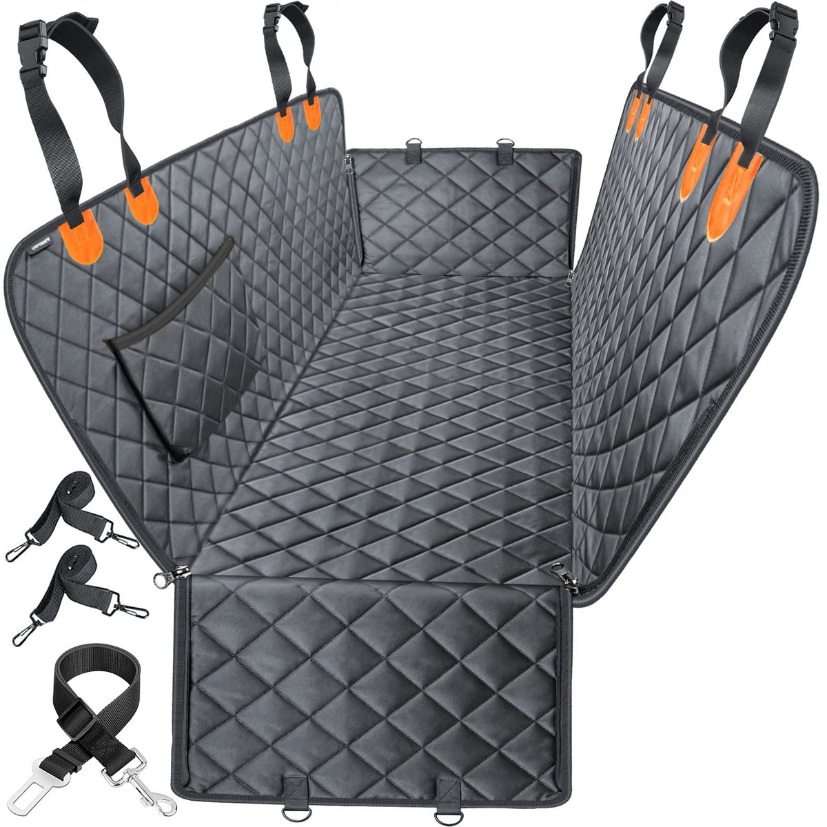 URPOWER protector de asiento para perros, vista frontal, protege contra manchas y suciedad.