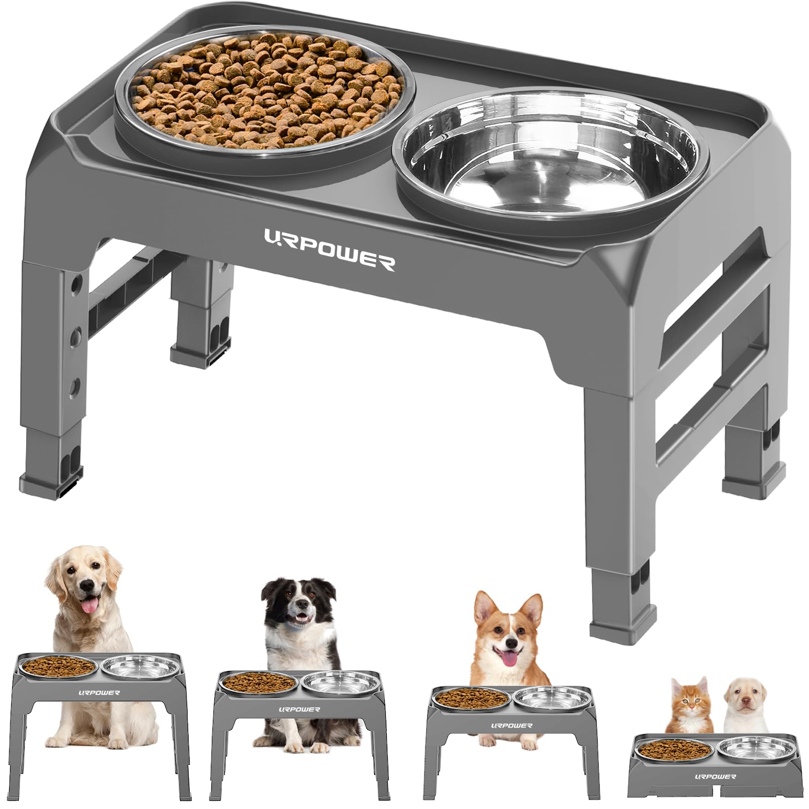 Urpower tazones perro altura ajuste 4 niveles para crecimiento cómodo