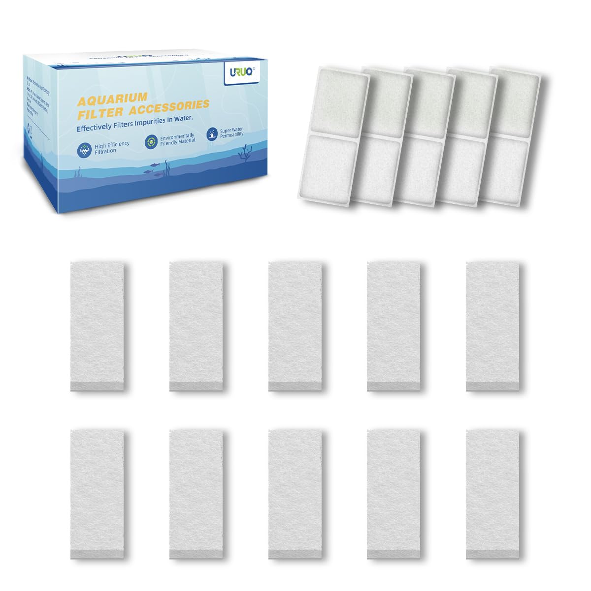 URUQ filtro para acuario: paquete de 15 cartuchos para mantenimiento fácil.