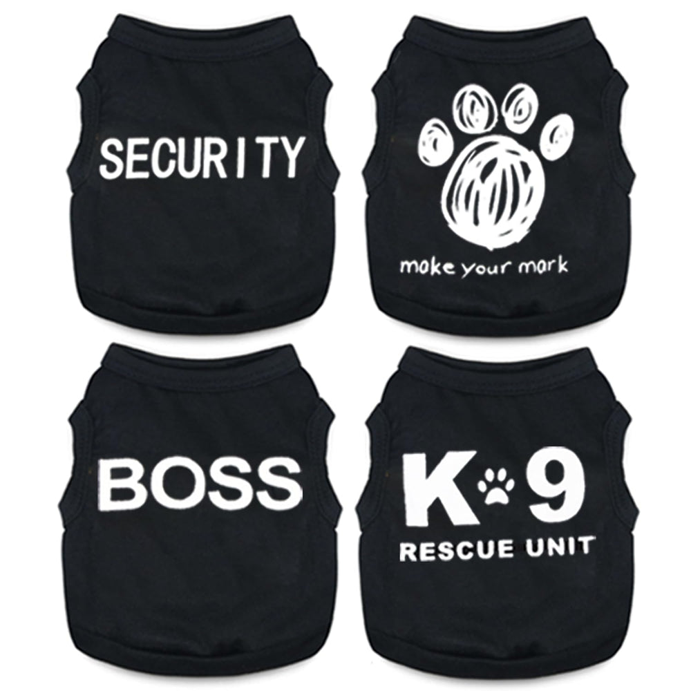 Uswalnna four-pack dog clothes with playful patterns for small breeds.