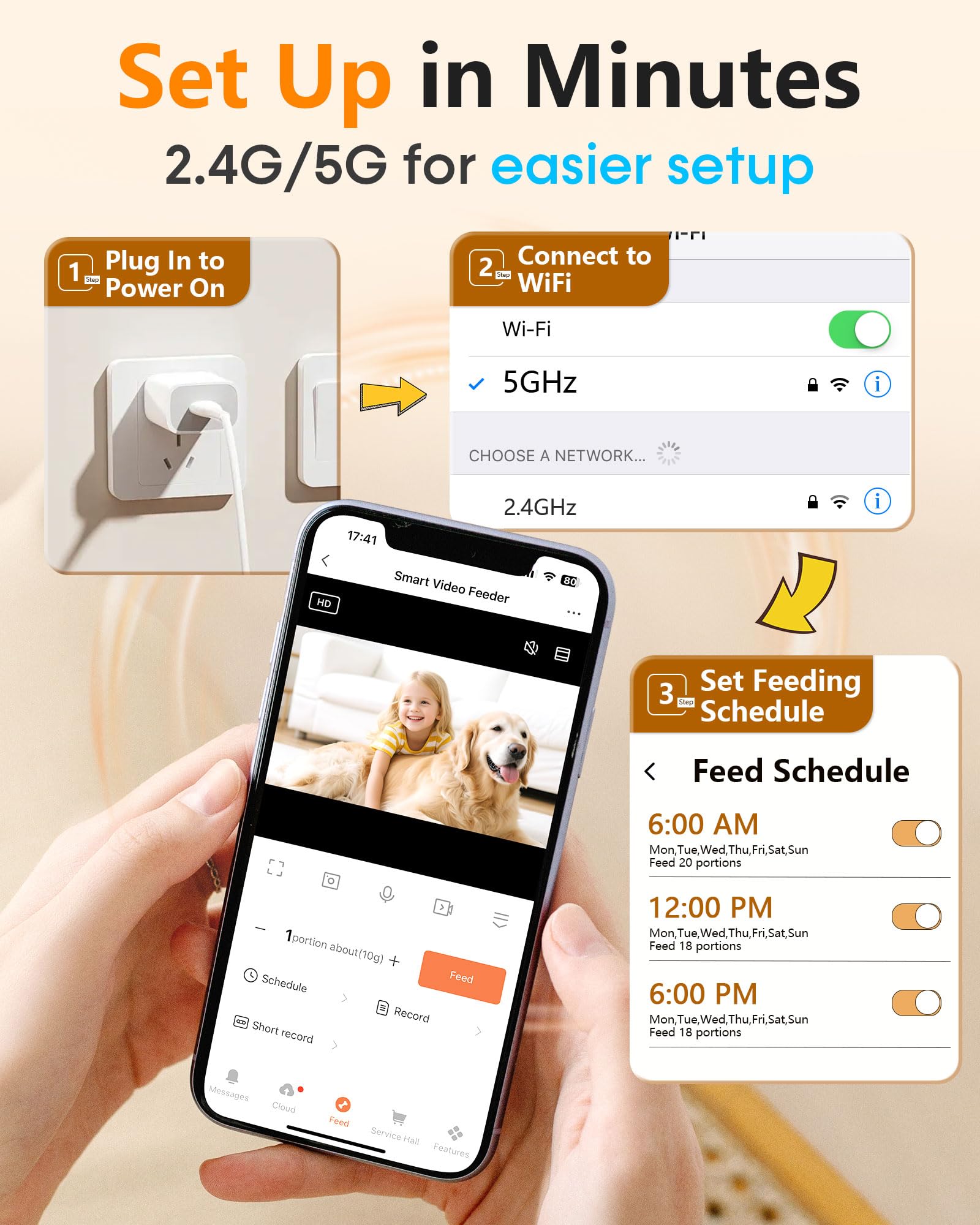 UTCG alimentador automatico grandes razas, control desde aplicación móvil, programa comidas fácilmente.