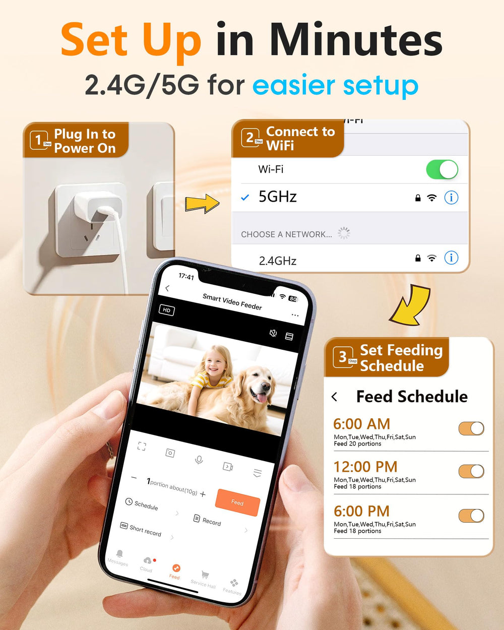 UTCG alimentador automatico grandes razas, control desde aplicación móvil, programa comidas fácilmente.