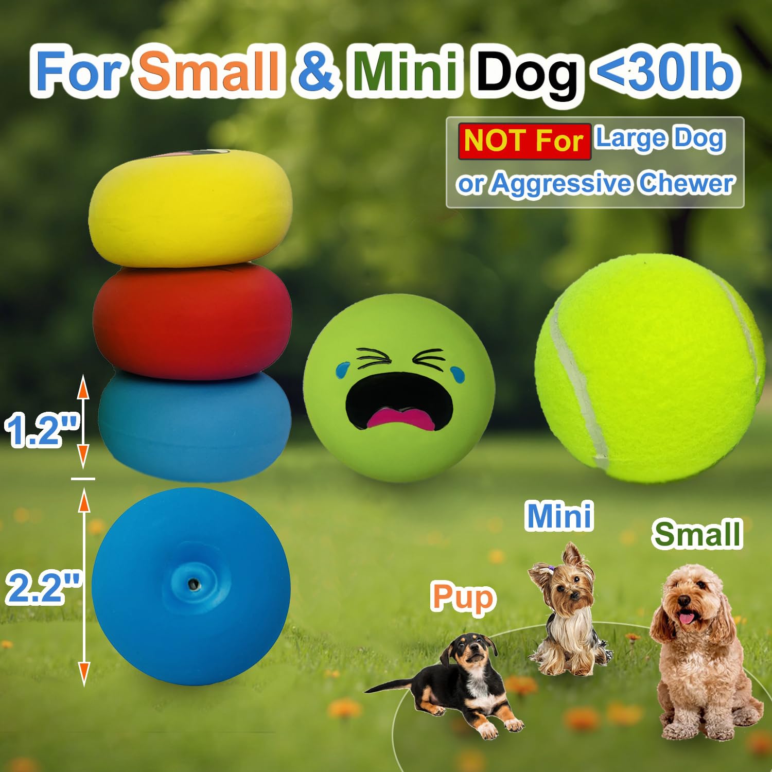 UTOMING bolas látex para perros pequeños listas para juego en interior
