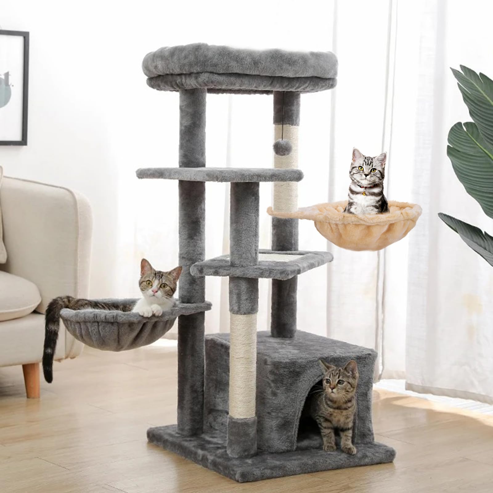 UXIETIN hamaca para árbol de gatos grandes, aplicación amplia en postes variados.