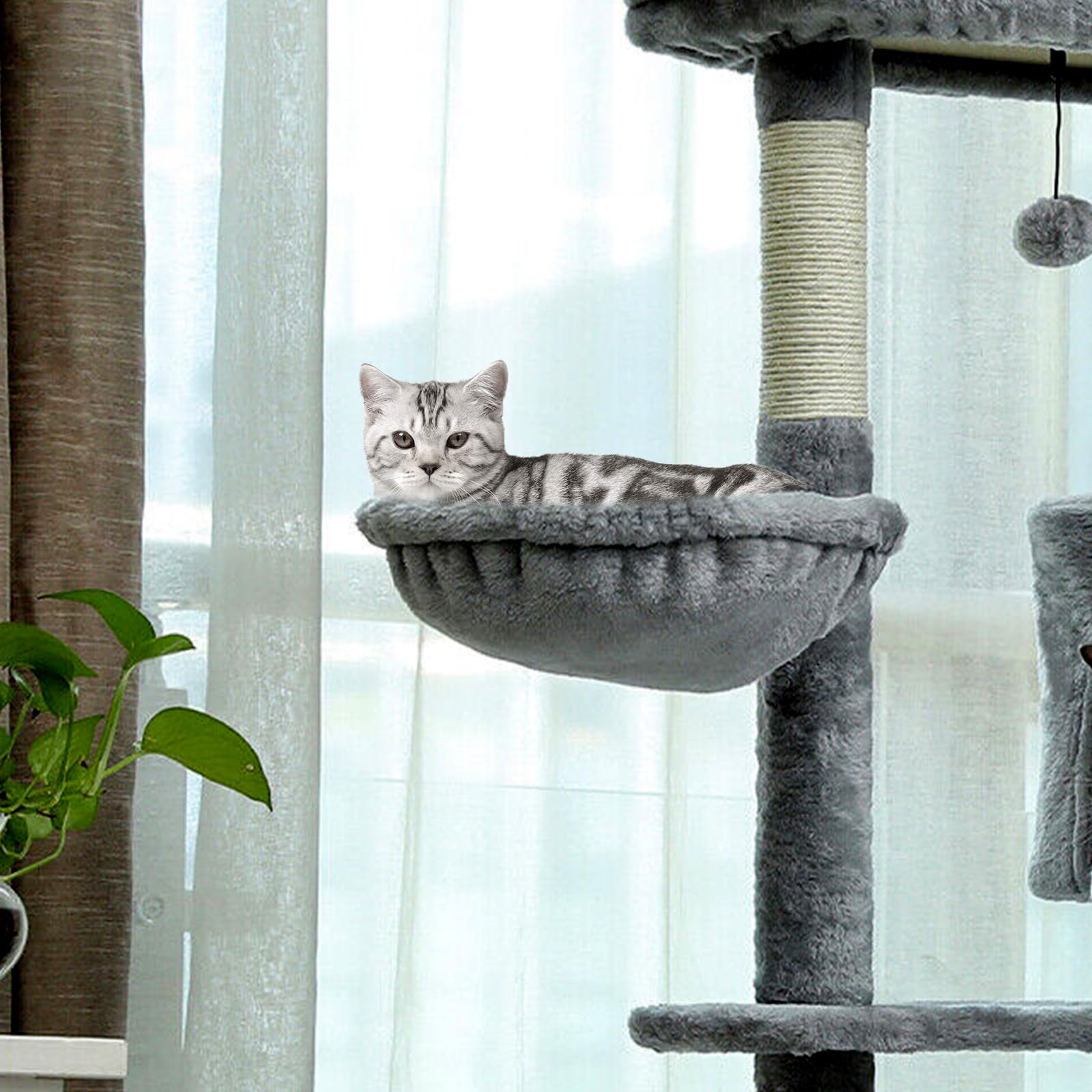 UXIETIN hamaca para árbol de gatos grandes, tono gris versátil.