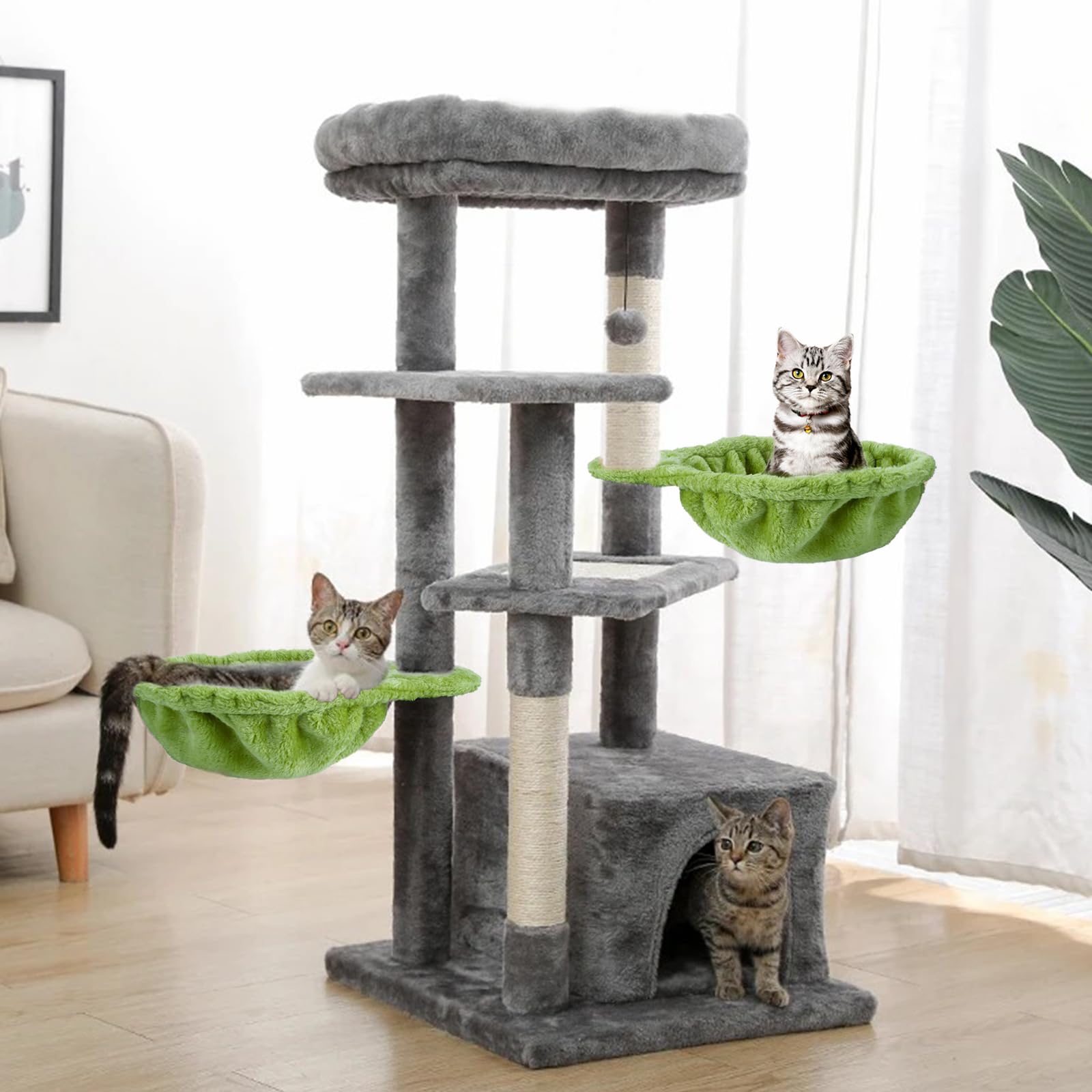 UXIETIN montaje fácil de hamaca para árbol de gatos, instalación rápida.