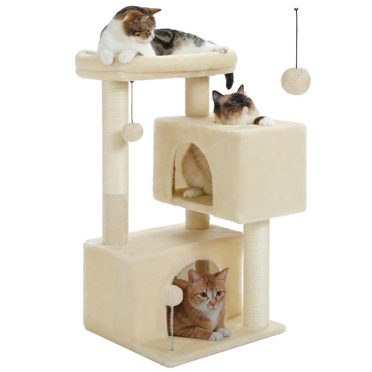 UYMI Árbol para Gatos de 32 pulgadas con condos rectangulares para reposo cómodo